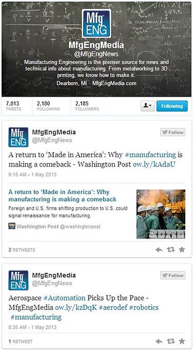 @MfgEngNews Twitter @MfgEngNews Twitter