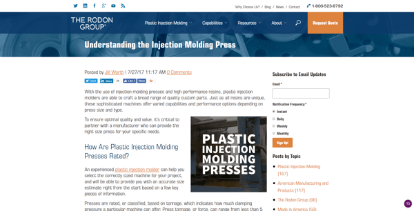 Rodon Group - plastic injection molding - Content marketing for manufacturers
