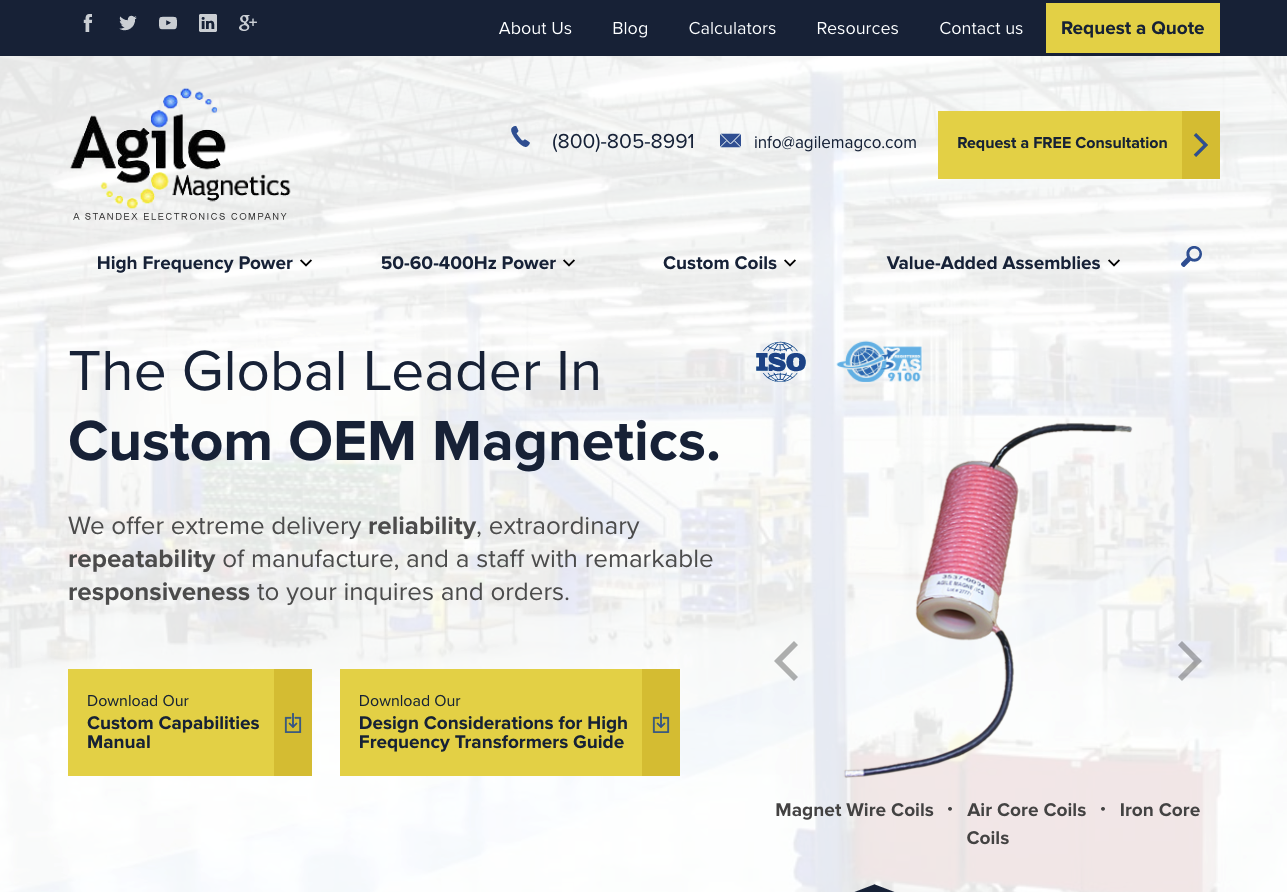 Agile Magnetics OEM Website Example