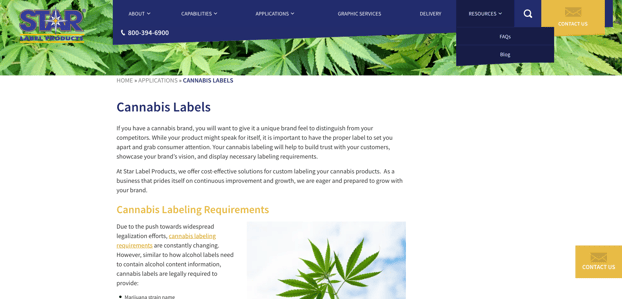CBD Industry Cannabis Labels - Star Label Products Manufacturer