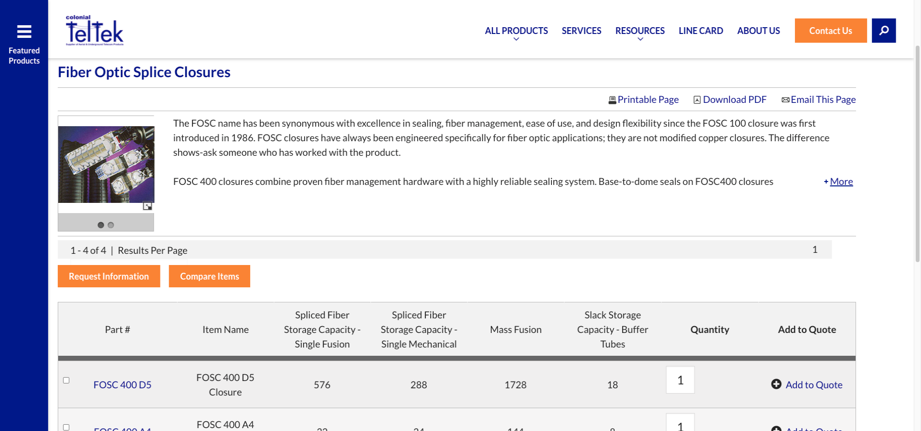 Colonial TelTek Online Catalog Website Example - Industrial Distributor