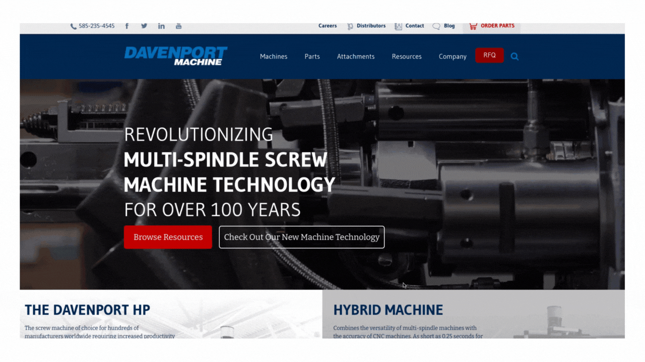 Davenport Machine lead generator website example