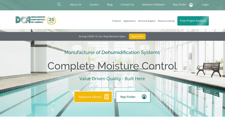 Dehumidifier Corp - Industrial Website Example