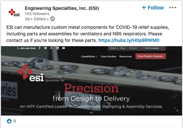 marketing strategy for manufacturing business ESI LinkedIn