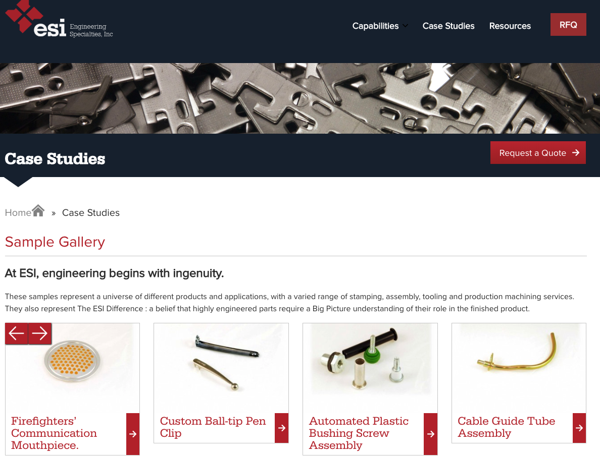 Engineering Specialties Inc Case Studies Website Example