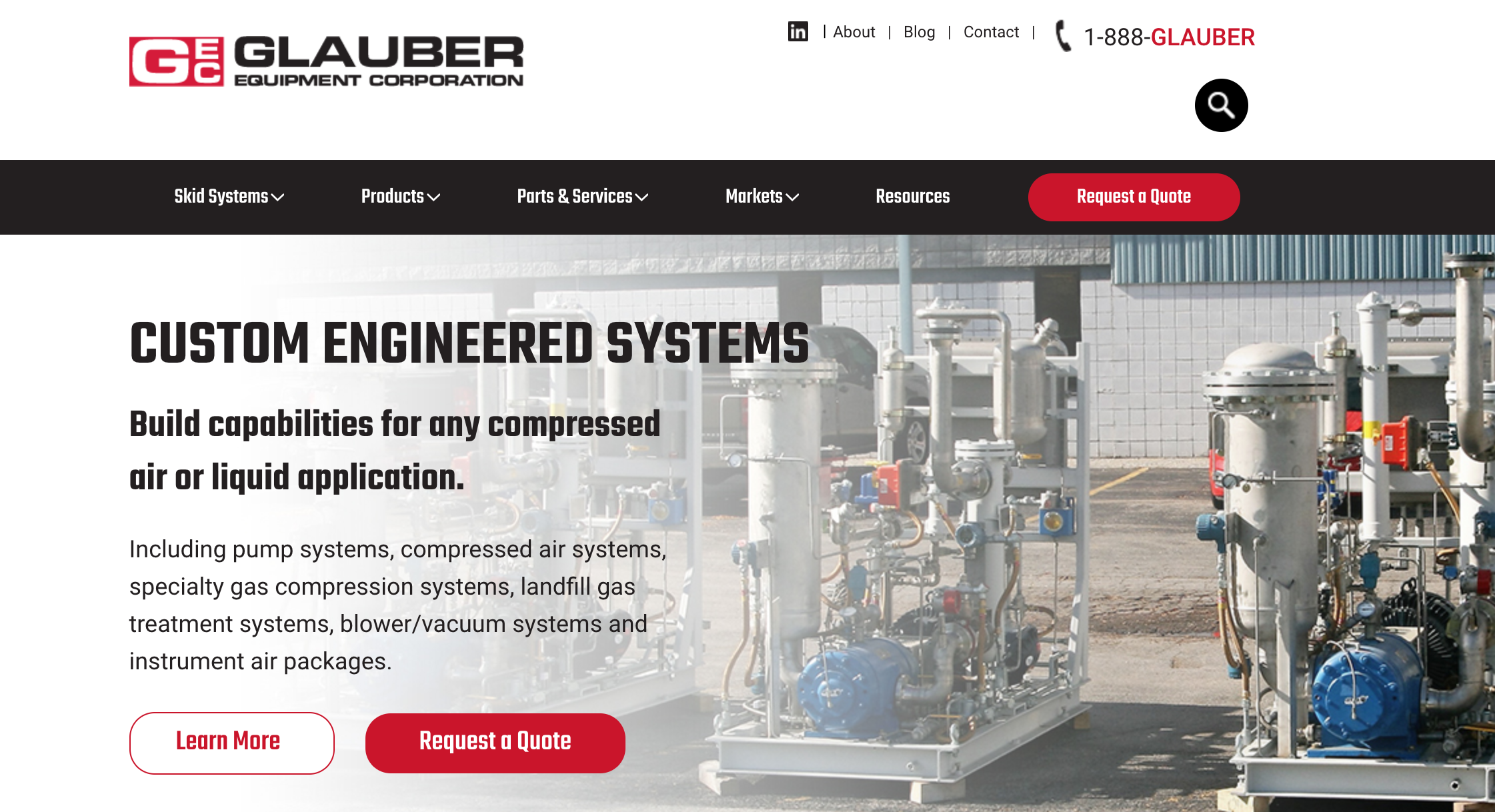 Glauber Equipment - Industrial Website Example
