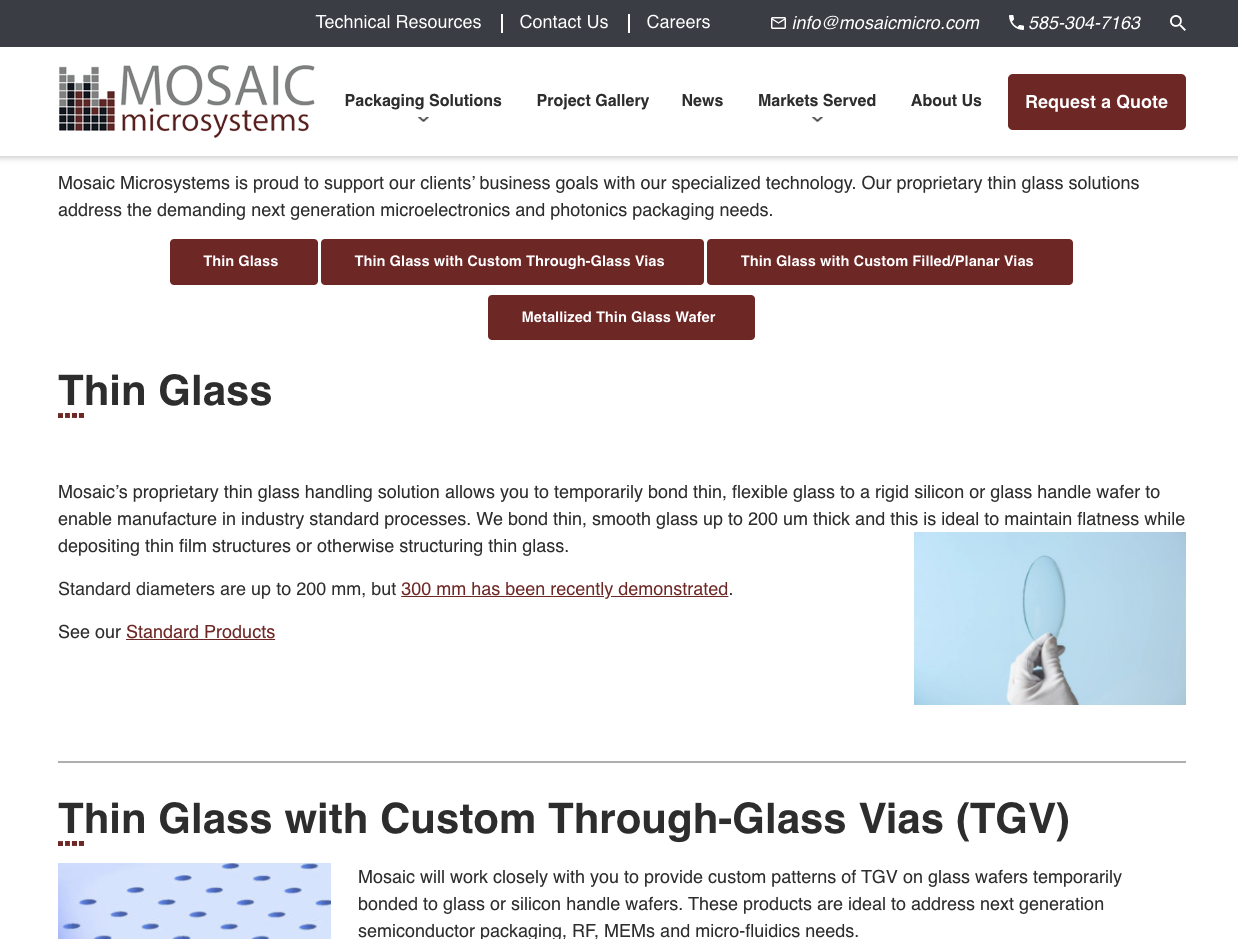 Mosaic Microsystems OEM Website Design Example