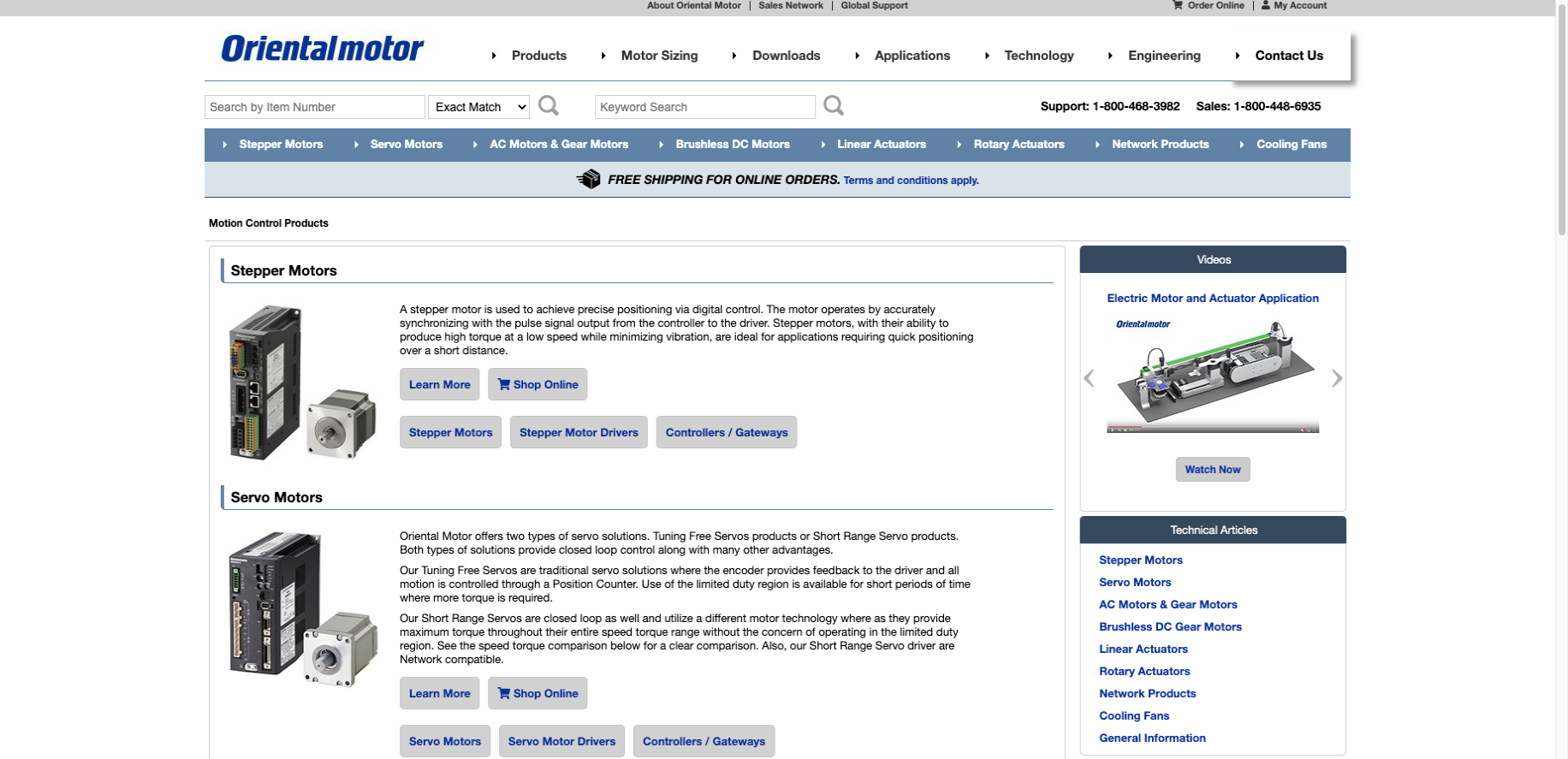 Oriental Motor B2B eCommerce Website Example
