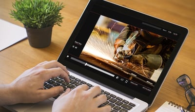 industrial company and factory video example on laptop