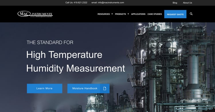 MAC Instruments - Industrial Website Example