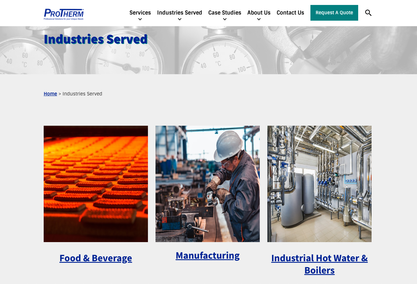 ProTherm Industries Served - HVAC digital marketing and advertising plan example