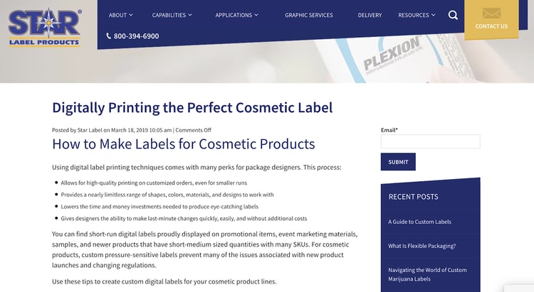Star Label Products Manufacturing Blog - Industrial Marketing Content Idea