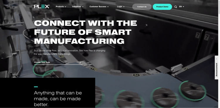 Industrial Website Design Example - The-Smart-Manufacturing-Platform-Plex