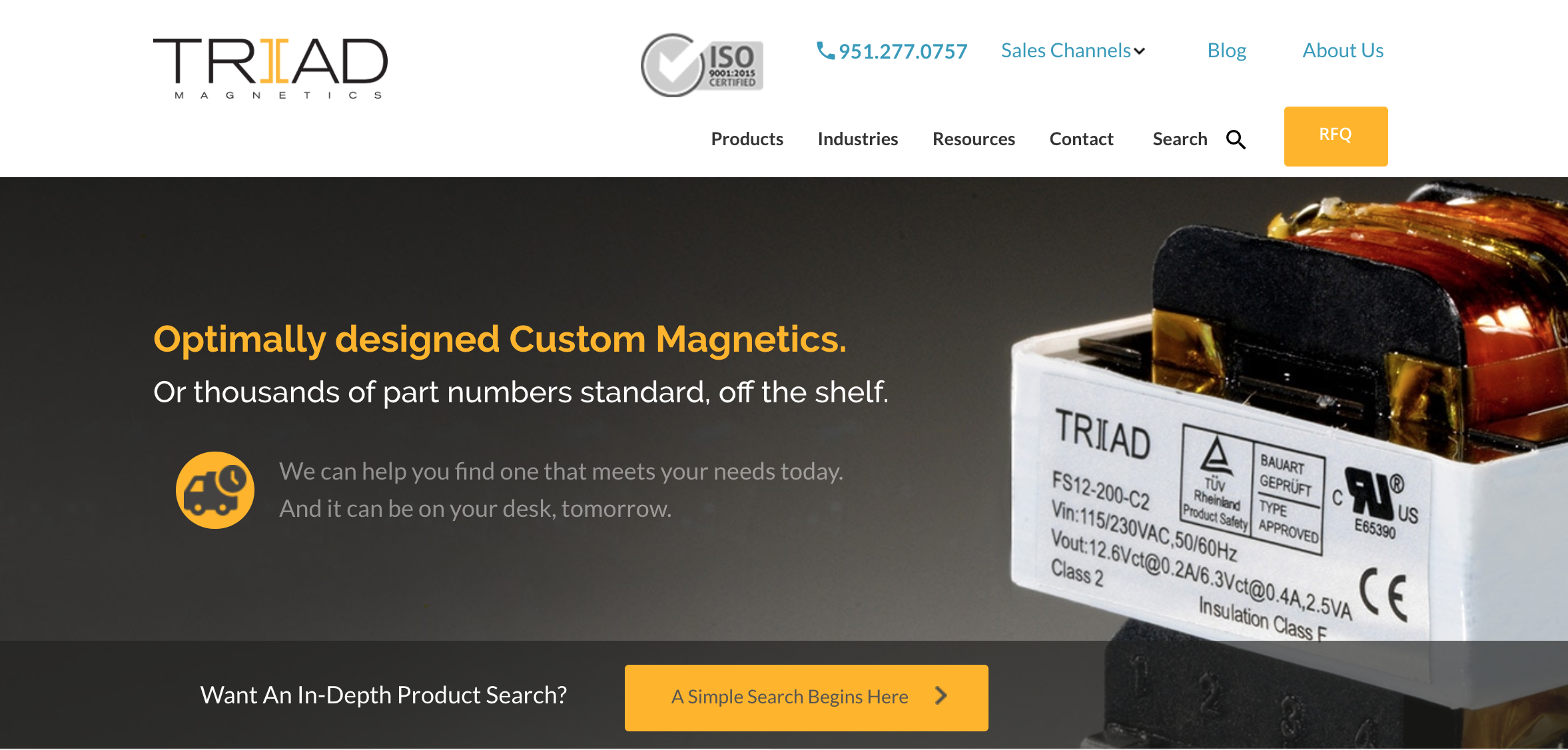 Triad Magnetics website example