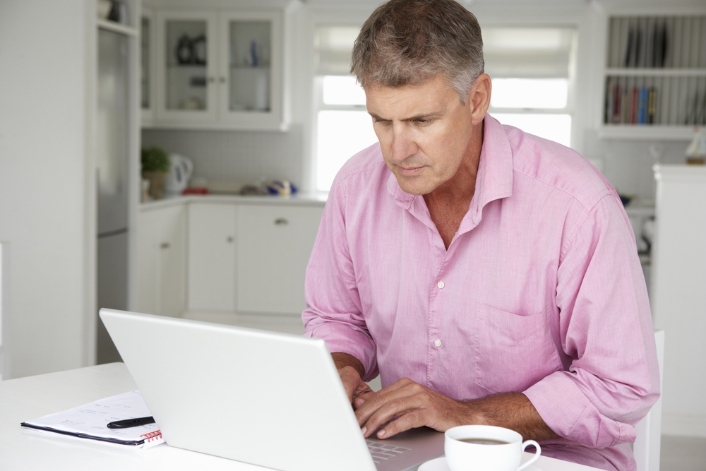 man keeping up with technology