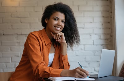 Smiling black female businesswoman