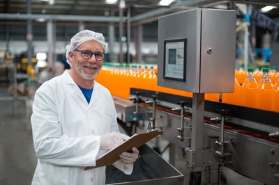 Smiling older industrial worker